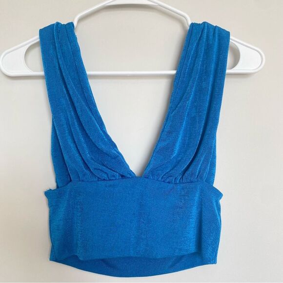 Women’s Sexy Deep V Neck Going Out Summer Tank Top Blue Size Large - Picture 3 of 5